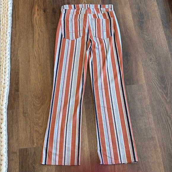American Eagle High Rise Striped Pants Orange White Black Size 2 - Picture 7 of 8